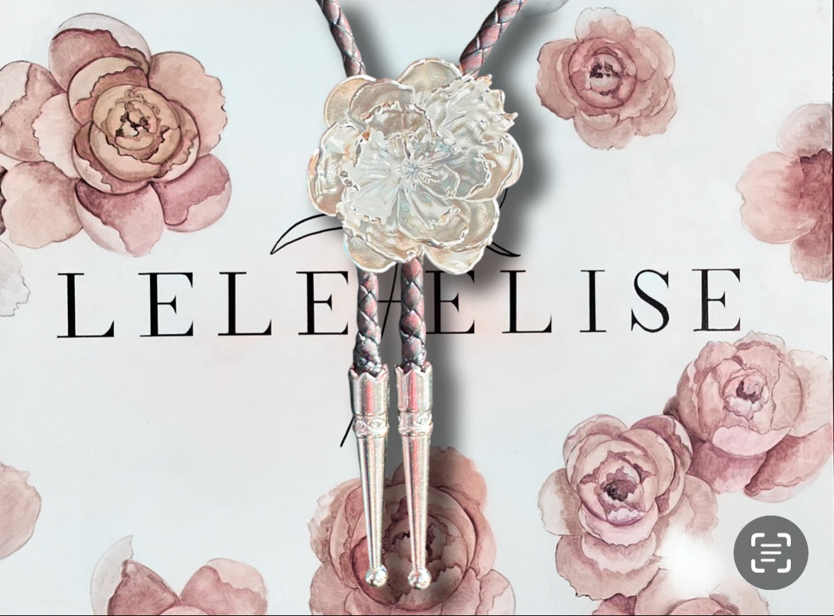 LeLe Elise Peony Bolo Tie + Moissanite
