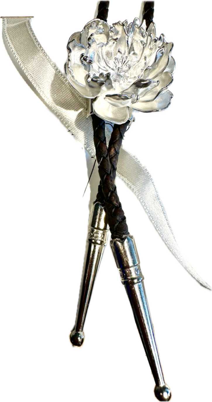 LeLe Elise Peony Bolo Tie + Moissanite